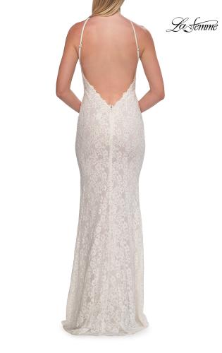 Picture of: Lace Prom Dress with Scalloped Neckline and Open Back in White, Style: 33648, Detail Picture 6