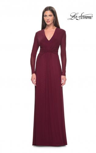 Picture of: Long Sleeve Jersey Evening Dress with Ruching Detail in Navy, Style: 30048, Main Picture