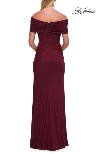 Picture of: Off-the-Shoulder Draped Jersey Gown in Wine, Style: 33171, Detail Picture 6