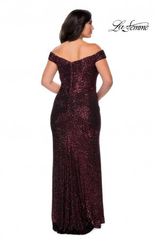 Picture of: Off The Shoulder Sequin Plus Size Prom Dress in Wine, Style: 28795, Detail Picture 8