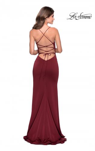 la femme cross back satin jersey gown