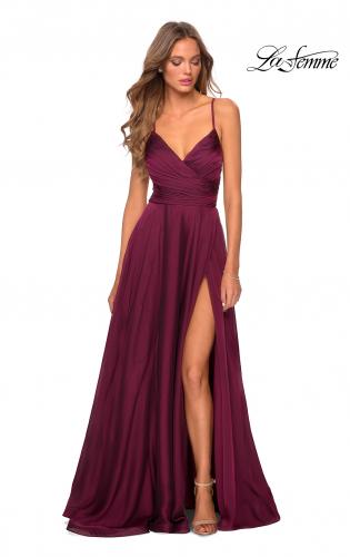 Picture of: Elegant Long Chiffon Prom Dress with Pleated Bodice in Wine, Style: 28575, Detail Picture 4
