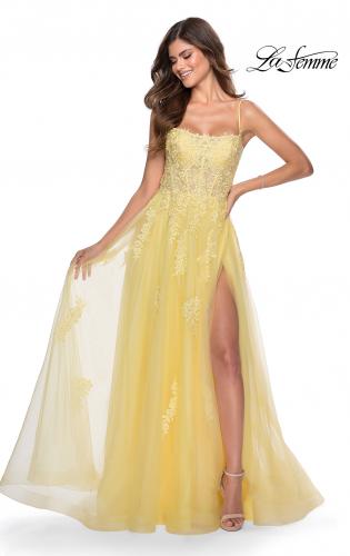 yellow prom gown