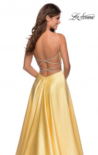 Picture of: A-line Gown with Double Rhinestone Belt Detail in Yellow, Style: 28385, Detail Picture 3