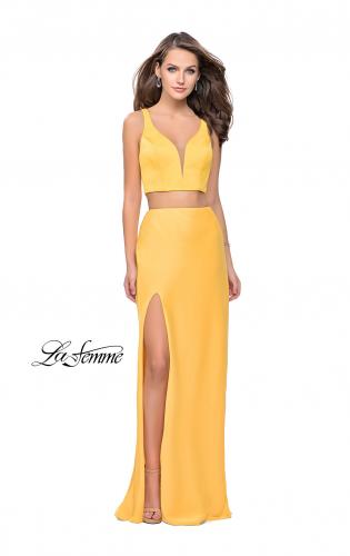 Picture of: Satin Two Piece Prom Dress with Leg Slit and Racerback, Style: 25599, Detail Picture 5