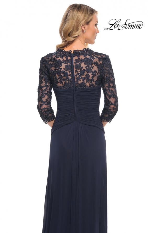 Picture of: Jersey Gown with Knot Detail and Lace Sleeves in Blue, Style: 23244, Detail Picture 4