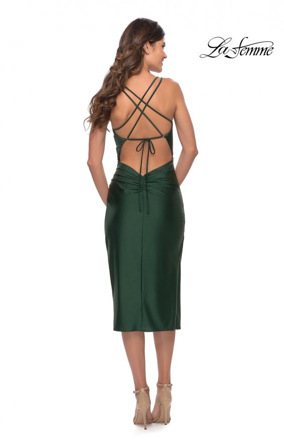 Picture of: Jersey Midi Dress with Slit and Wrap Style Ruching in Emerald, Style 30918, Detail Picture 5