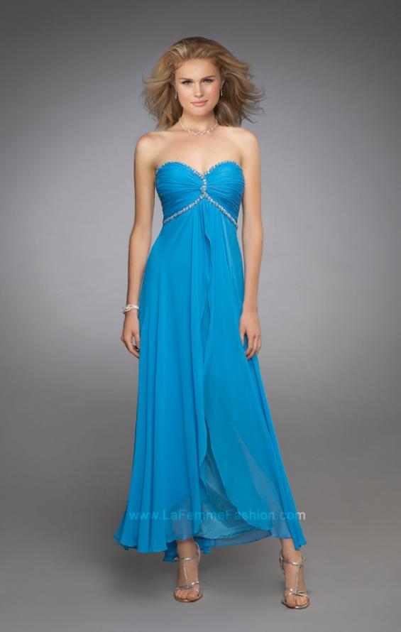 Picture of: Sweetheart Ruched Bodice Short Dress with Beaded Straps in Blue, Style: 11929, Main Picture