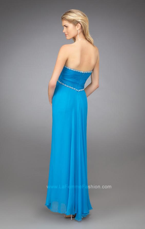 Picture of: Sweetheart Ruched Bodice Short Dress with Beaded Straps in Blue, Style: 11929, Back Picture