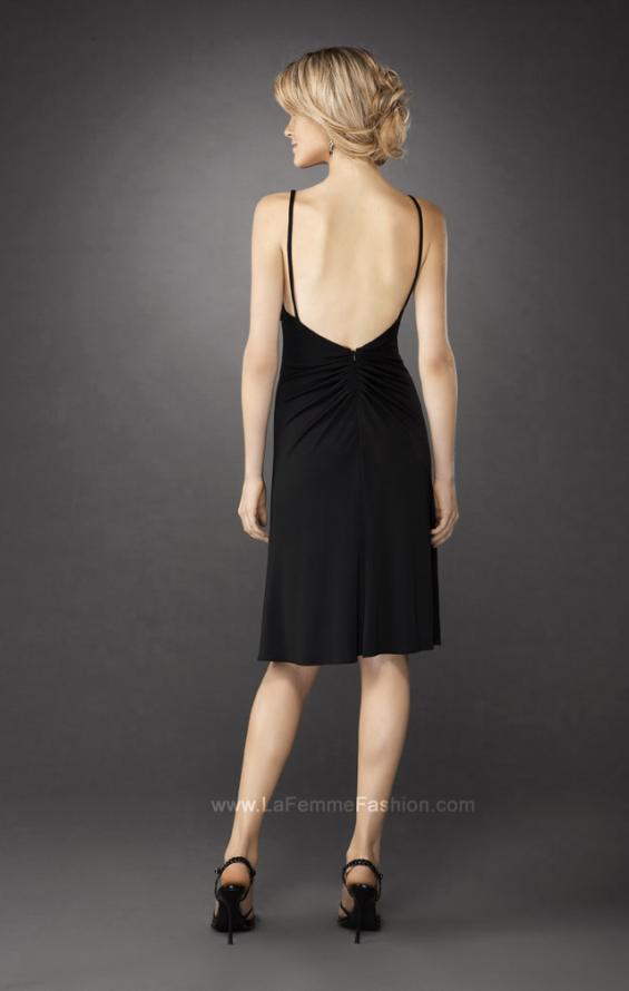 Picture of: Sultry Long Prom Gown with Brooch and Open Back in Black, Style: 12764, Back Picture