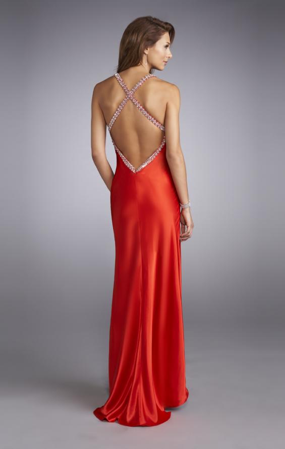 Picture of: Cowl Neck Prom Dress with Sparkling Straps in Red, Style: 13186, Back Picture