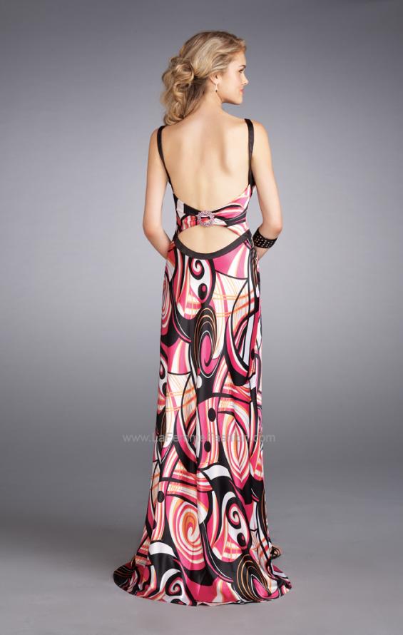 Picture of: Printed V Neck Prom Dress with Gathered Bodice in Multi, Style: 13262, Back Picture