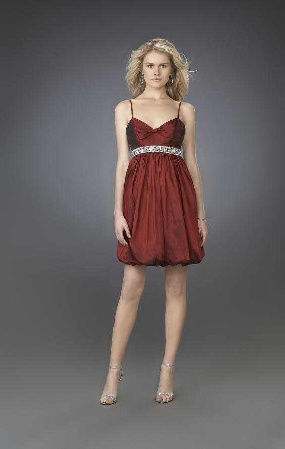 Picture of: Short Cocktail Dress with Bubble Skirt and Beaded Belt in Red, Style: 14051, Main Picture