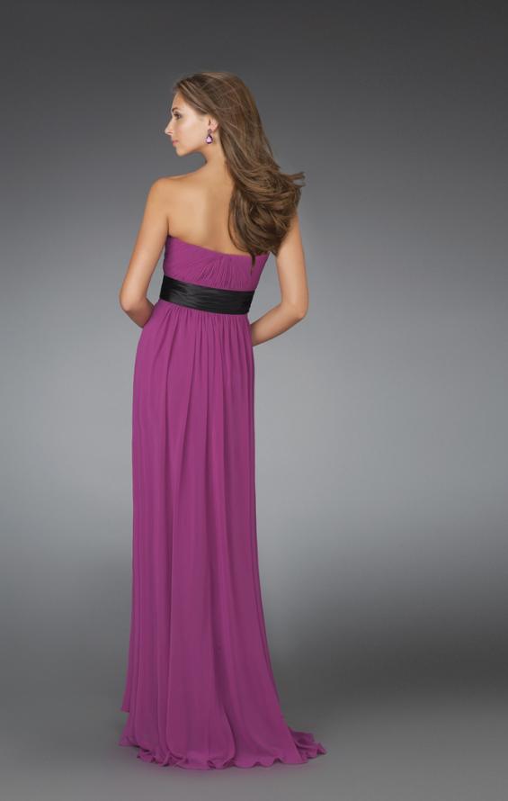 Picture of: Strapless Prom Gown with Satin Belt in Purple, Style: 14259, Back Picture