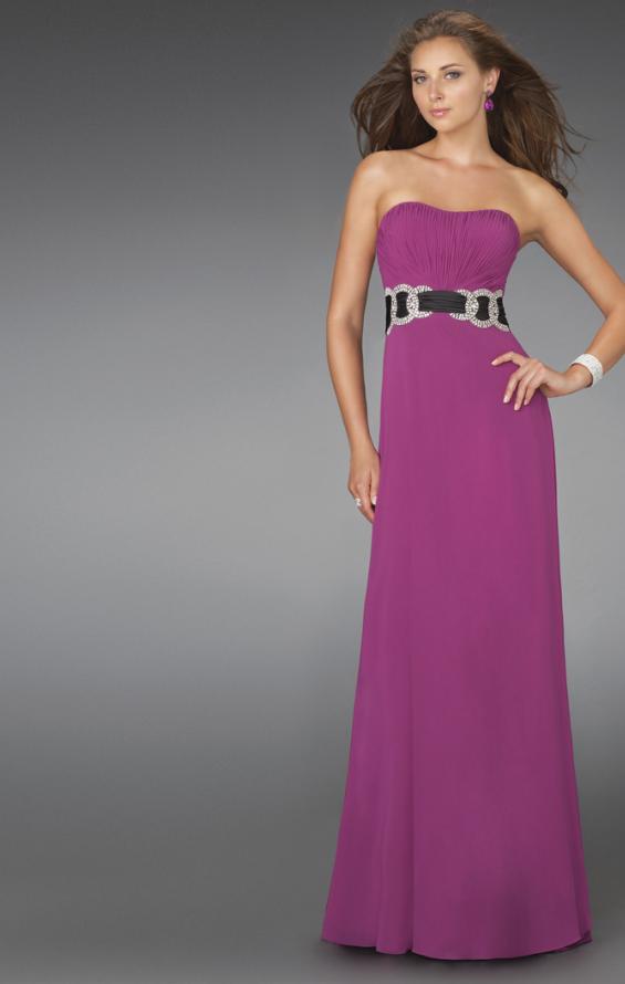 Picture of: Strapless Prom Gown with Satin Belt in Purple, Style: 14259, Detail Picture 1
