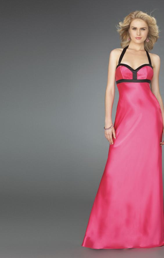 Picture of: Long Halter Prom Gown with Criss Cross Back Detail in Pink, Style: 14315, Main Picture