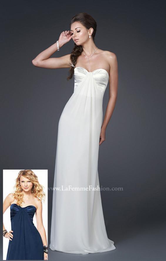 Picture of: Strapless Prom Gown with Satin Bust and Chiffon Skirt in White, Style: 14589, Main Picture
