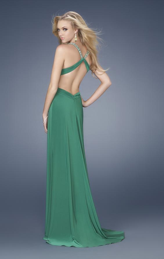 Picture of: Sexy Prom Dress with Side Cut Outs and Slit in Green, Style: 15015, Back Picture