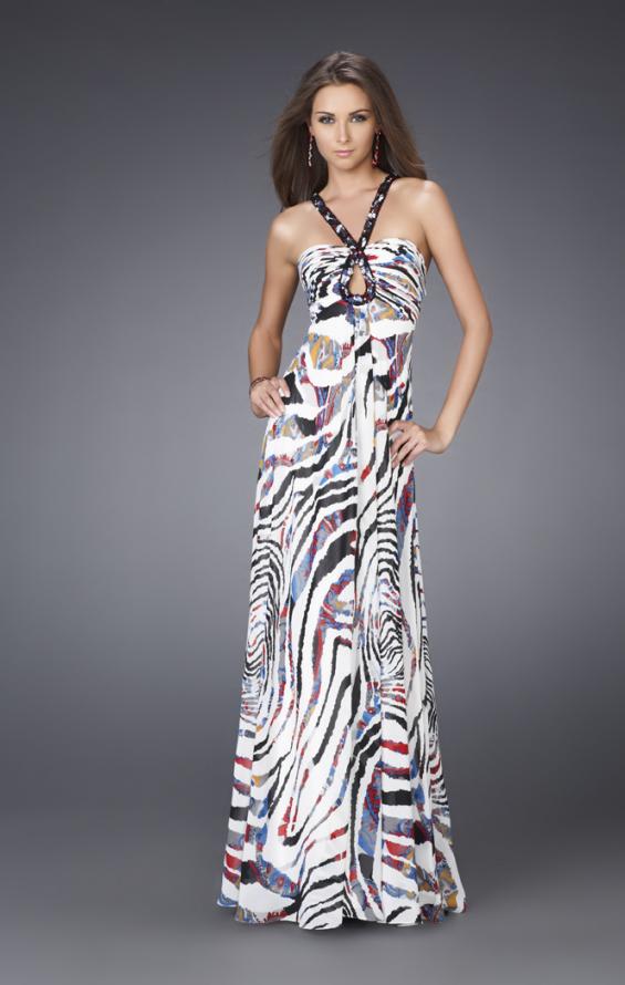 Picture of: Animal Print Prom Dress with Key Hole Cut Out and Beading in Multi, Style: 15082, Main Picture
