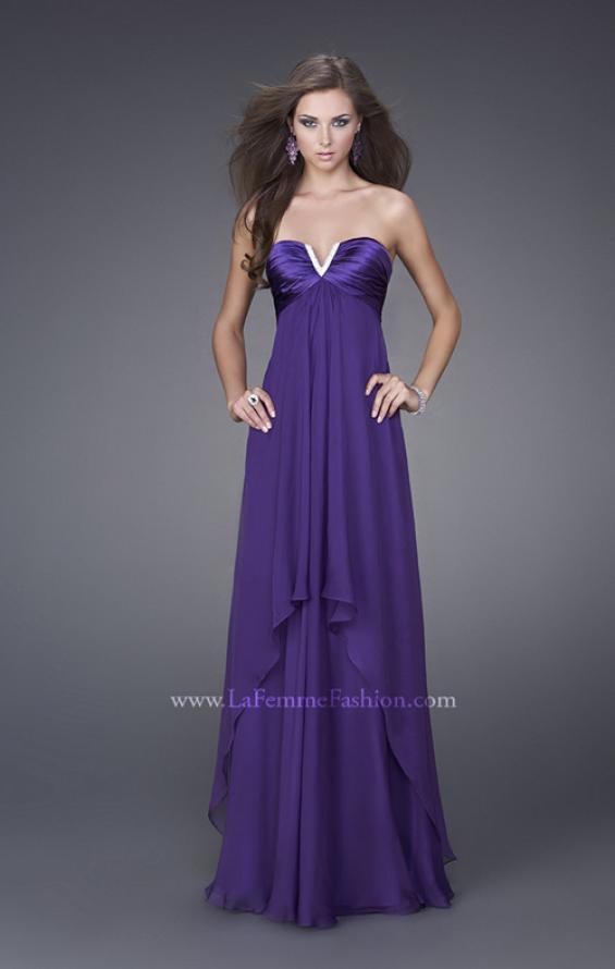 Picture of: Crystal V Neckline Strapless Long Prom Dress in Purple, Style: 15085, Main Picture