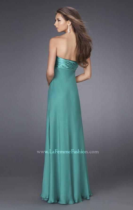 Picture of: Crystal V Neckline Strapless Long Prom Dress in Green, Style: 15085, Back Picture