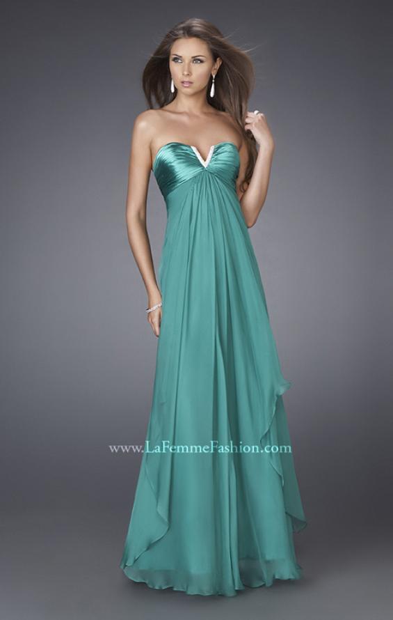 Picture of: Crystal V Neckline Strapless Long Prom Dress in Green, Style: 15085, Detail Picture 1