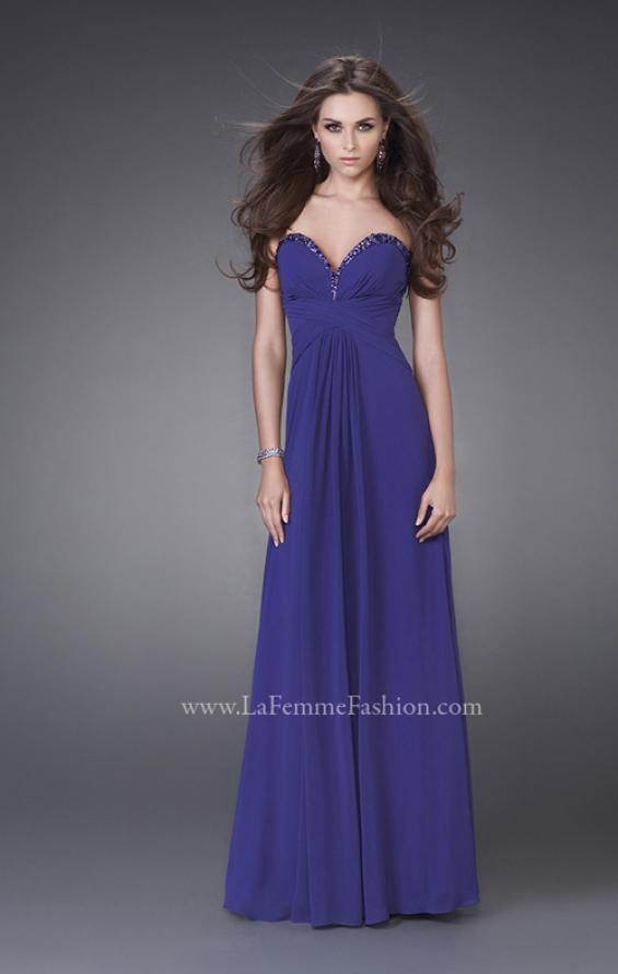 Picture of: Strapless Gown with Beading and Pleated Skirt in Navy, Style: 15126, Main Picture