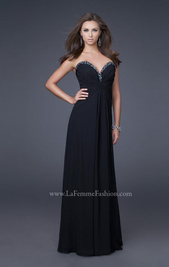 Picture of: Strapless Gown with Beading and Pleated Skirt in Black, Style: 15126, Detail Picture 1
