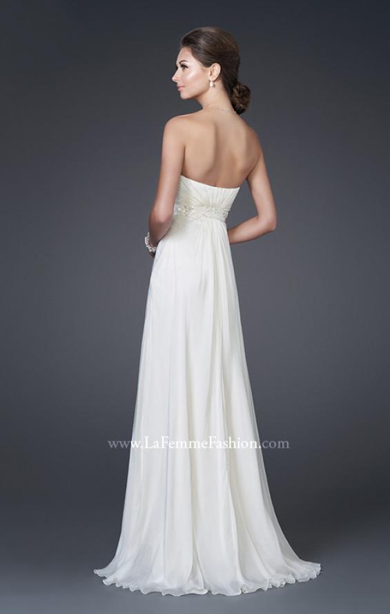 Picture of: Chiffon Gown with Floral Beaded One Shoulder Strap in White, Style: 15161, Back Picture