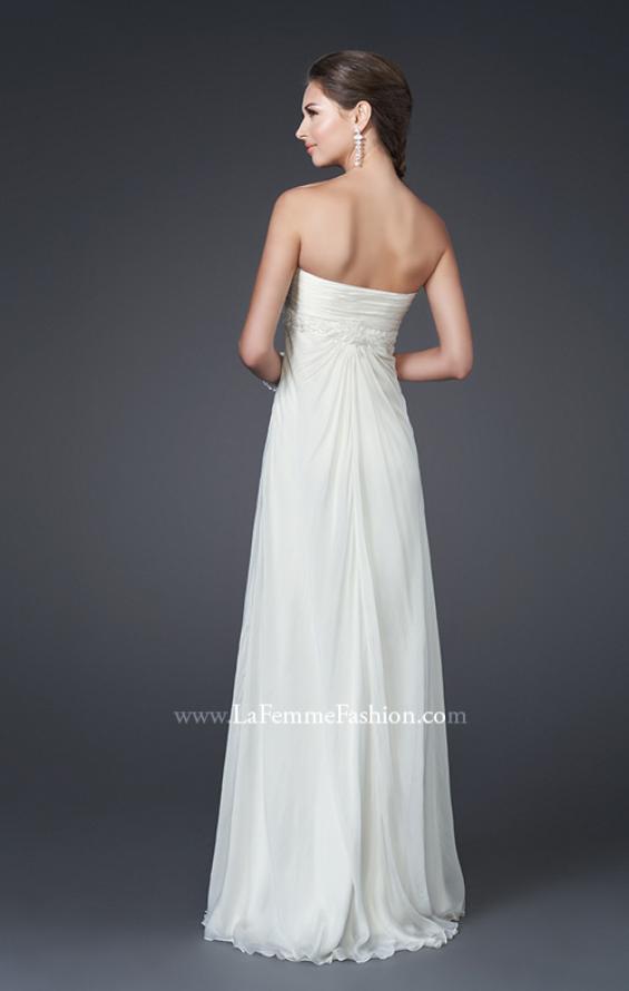 Picture of: Silk Gown with Beaded Empire Waist and Optional Slit in White, Style: 15174, Back Picture