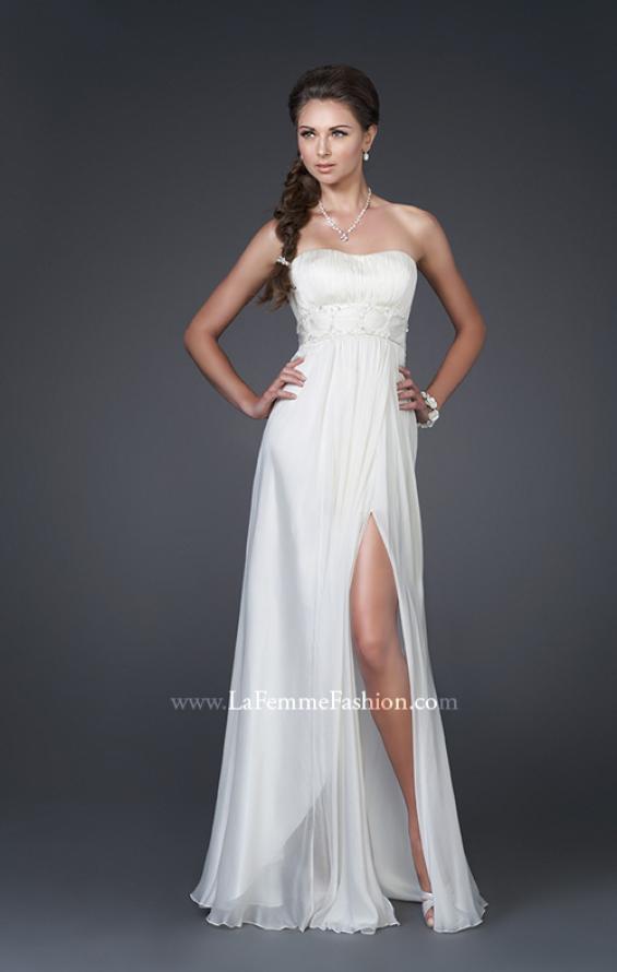 Picture of: Strapless Gown with Ruched Bodice and Beaded Waist in White, Style: 15282, Main Picture