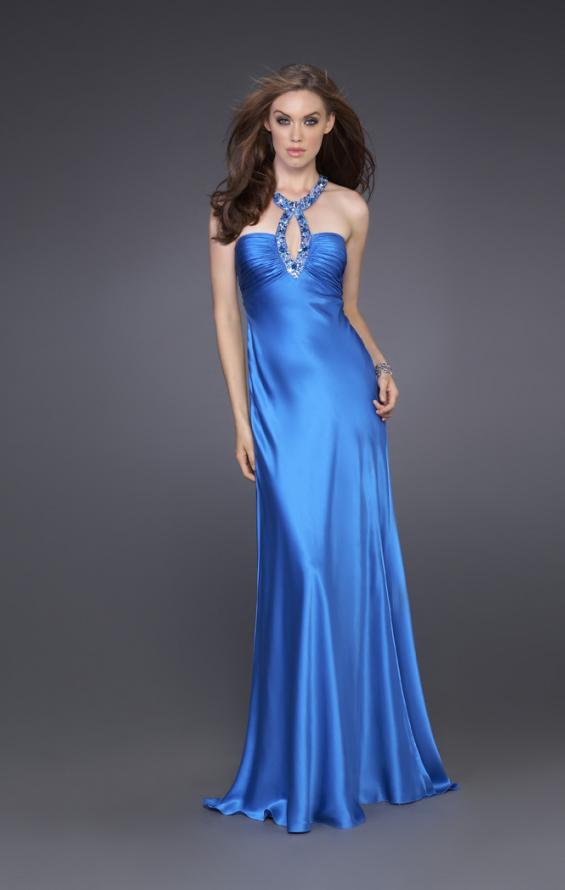 Picture of: Sleek Gown with Key Hole Neckline and Open Back in Blue, Style: 15578, Main Picture