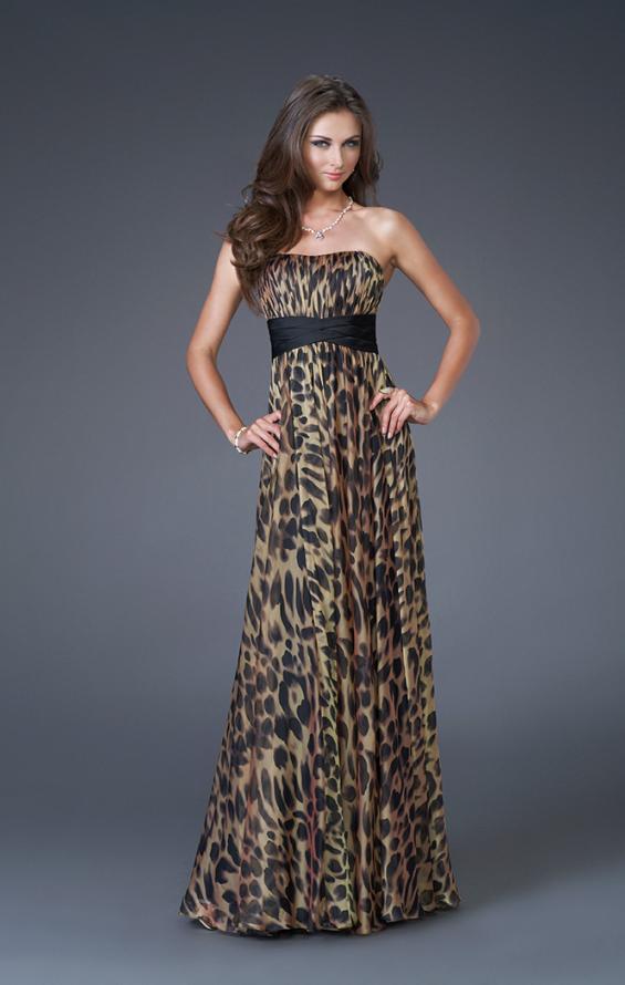 Picture of: Strapless Chiffon Prom Gown with Empire Waistband in Multi, Style: 15914, Main Picture