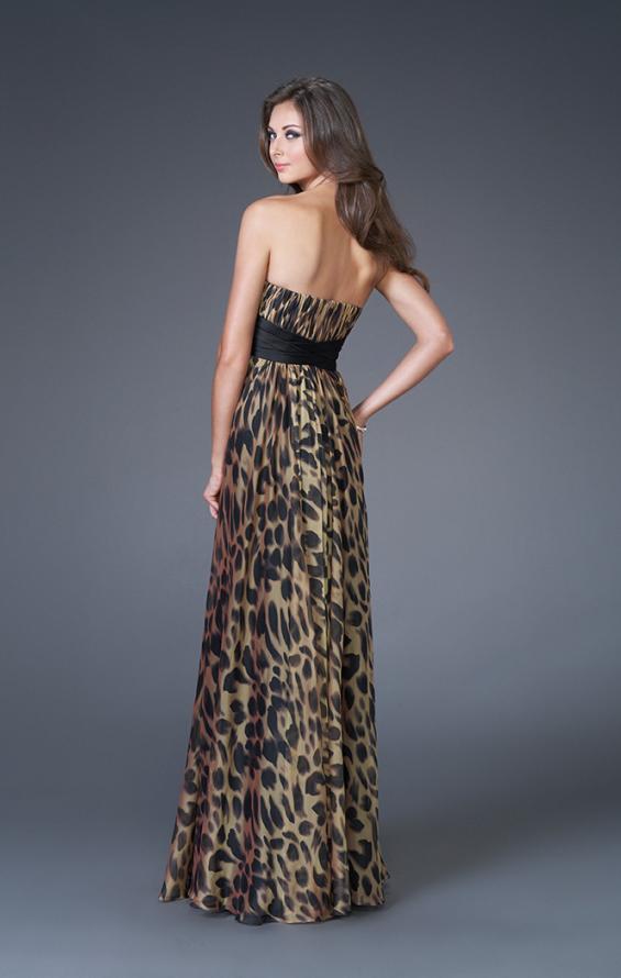 Picture of: Strapless Chiffon Prom Gown with Empire Waistband in Multi, Style: 15914, Back Picture