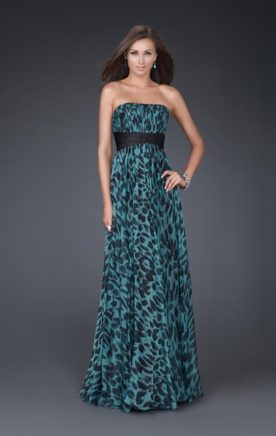 Picture of: Strapless Chiffon Prom Gown with Empire Waistband in Multi, Style: 15914, Detail Picture 1