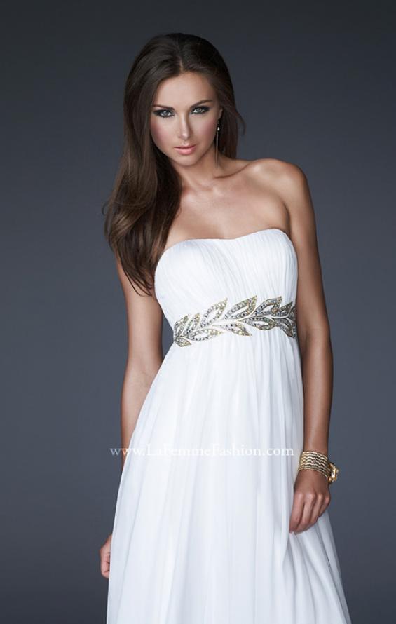 Picture of: Strapless Empire Waist Gown with Detailed Waistband in White, Style: 15986, Main Picture