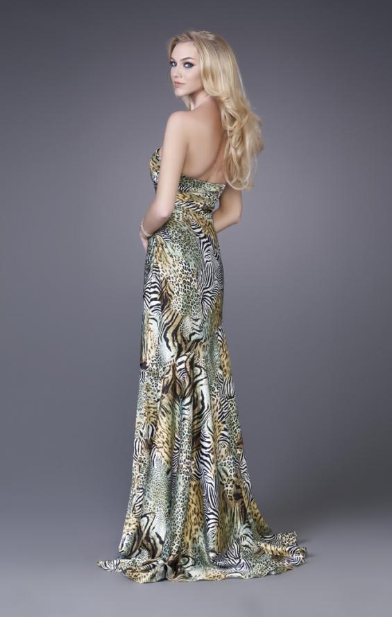 Picture of: Animal Print Mermaid Prom Gown with Flared Skirt in Multi, Style: 16000, Back Picture