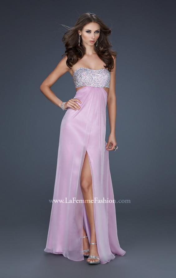 Picture of: Strapless Chiffon Gown with Beaded Bodice in WIsteria, Style: 16291, Detail Picture 3