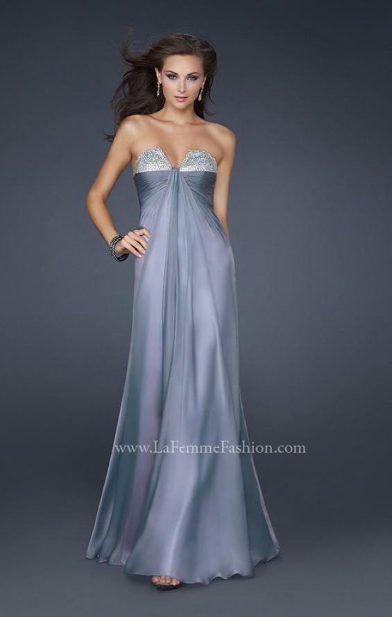 Picture of: Strapless Long Chiffon Prom Dress with Rhinestones in Silver, Style: 16970, Main Picture