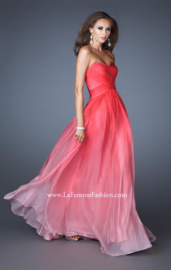 Picture of: Ombre Chiffon Prom Gown with Sweetheart Neckline in Red, Style: 17004, Detail Picture 1