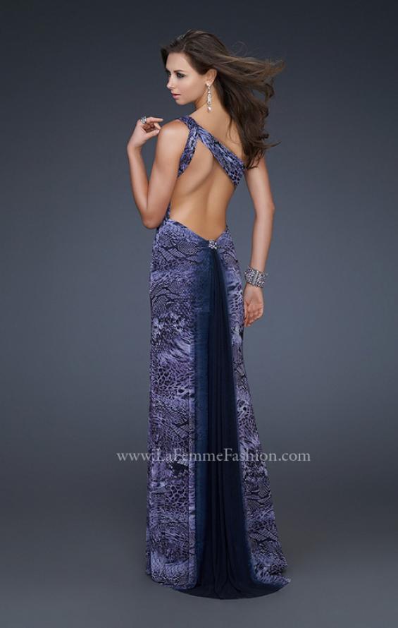 Picture of: Ombre Chiffon Prom Dress with Jeweled Embellishments in Blue, Style: 17049, Back Picture