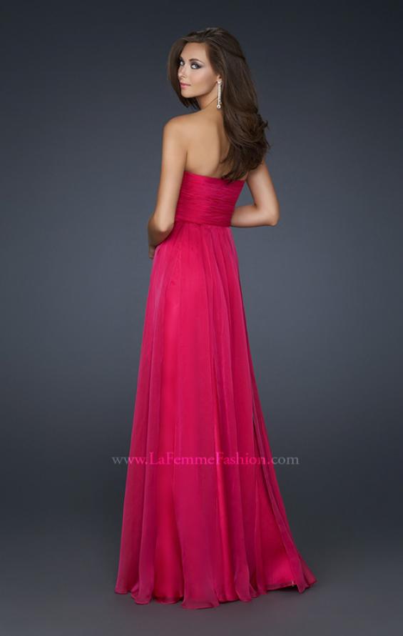 strapless chiffon prom gown by la femme 17111