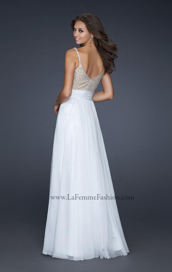 Picture of: Chiffon Prom Dress with Criss Cross Pattern and V Back in White, Style: 17138, Back Picture