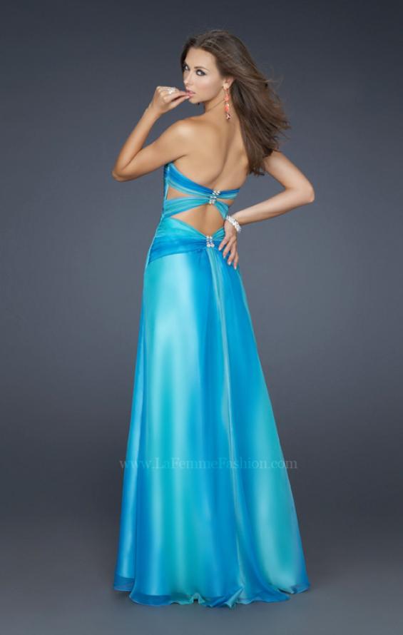 Picture of: Sweetheart Chiffon Dress with Beaded Straps and Train in Blue, Style: 17167, Back Picture