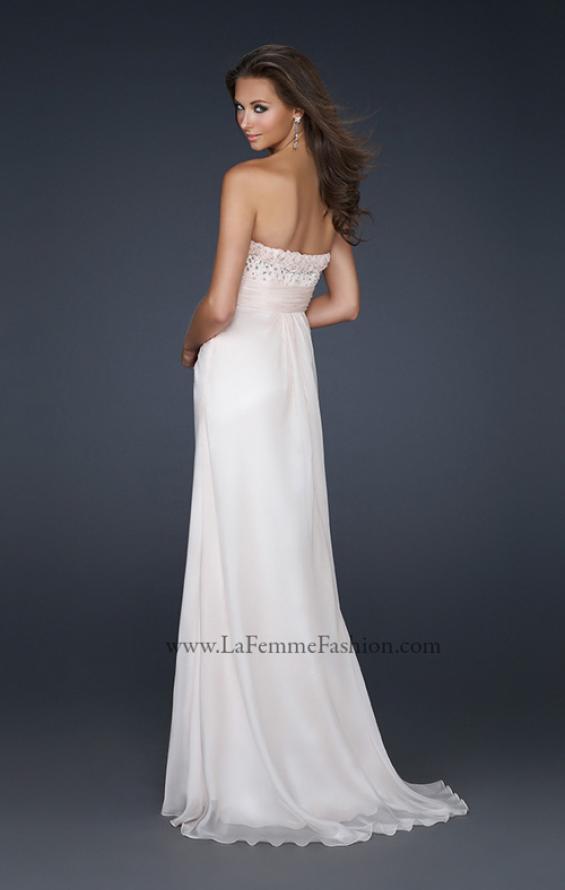 Picture of: Strapless Chiffon Prom Dress with Slit and Embellishments in Pink, Style: 17316, Back Picture