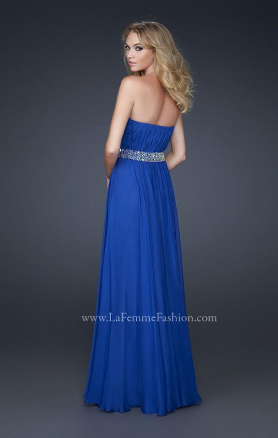 Picture of: Strapless Chiffon Dress with Sweetheart Neck and Beads in Blue, Style: 17325, Back Picture