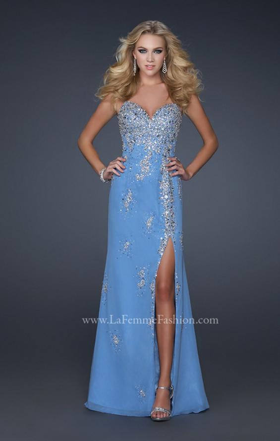 Picture of: Sweetheart Neck Long Prom Dress with Font Slit and Beads in Blue, Style: 17431, Main Picture