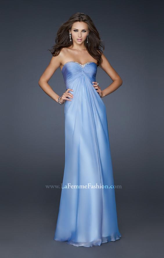 Picture of: Strapless Chiffon Gown with Elegant Draped Fit in Blue, Style: 17443, Main Picture