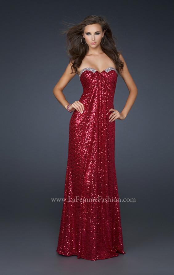 Picture of: Full Length Sequin Prom Gown with Gathered Detail in Pink, Style: 17458, Main Picture