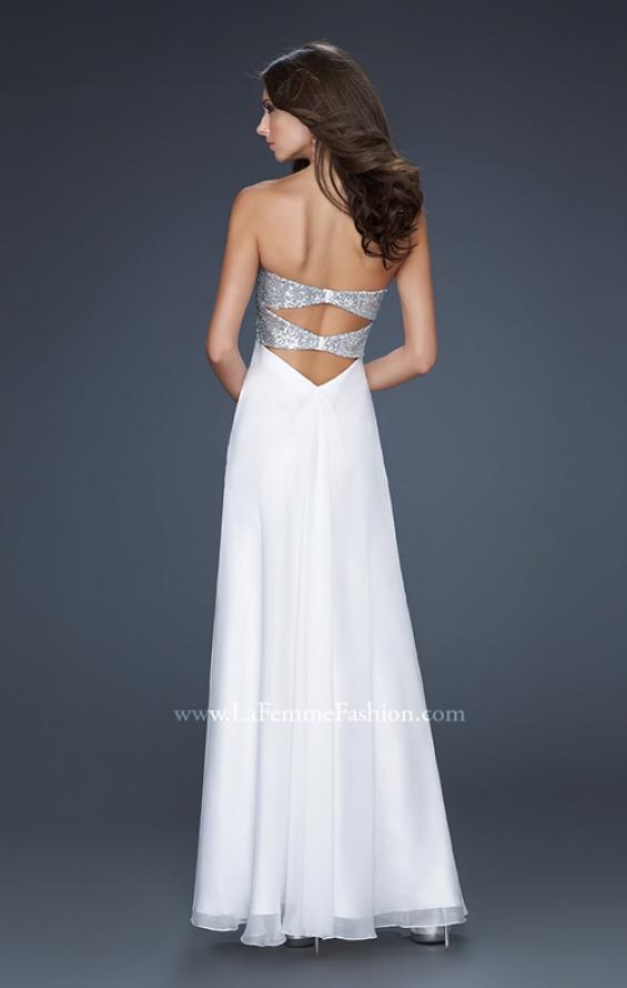 Picture of: Sequined Bust Chiffon Prom Dress with Double Strap Back in White, Style: 17461, Back Picture